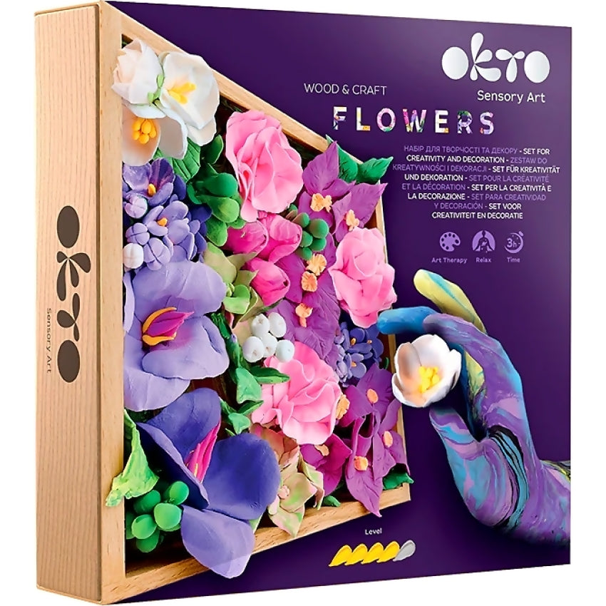 OKTO Sensory Art - Wood & Craft DIY 3D Flowers Inspiration 21cm x 21cm