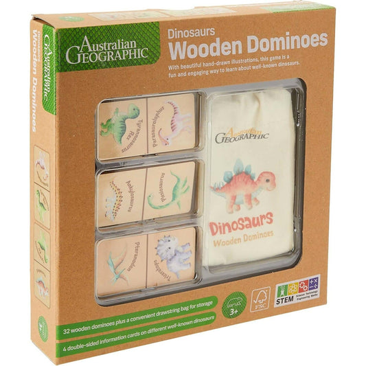 Australian Geographic - Dinosaurs Wooden Dominoes Game