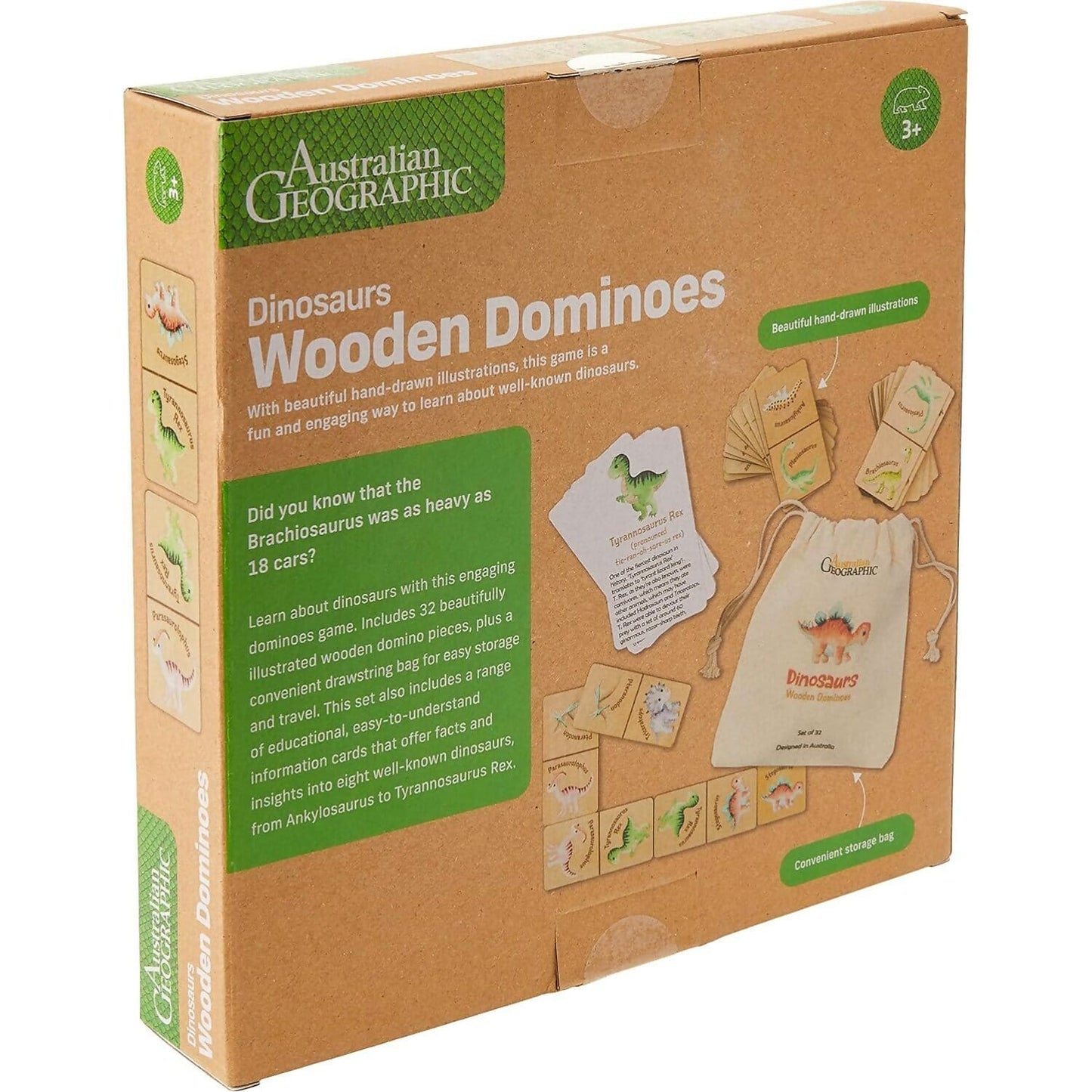Australian Geographic - Dinosaurs Wooden Dominoes Game