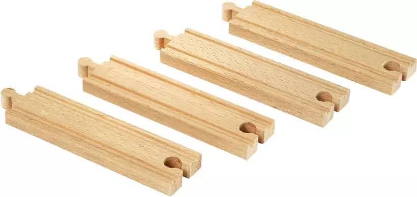 Brio World - Wooden Train Tracks Medium Straight Tracks 4pce