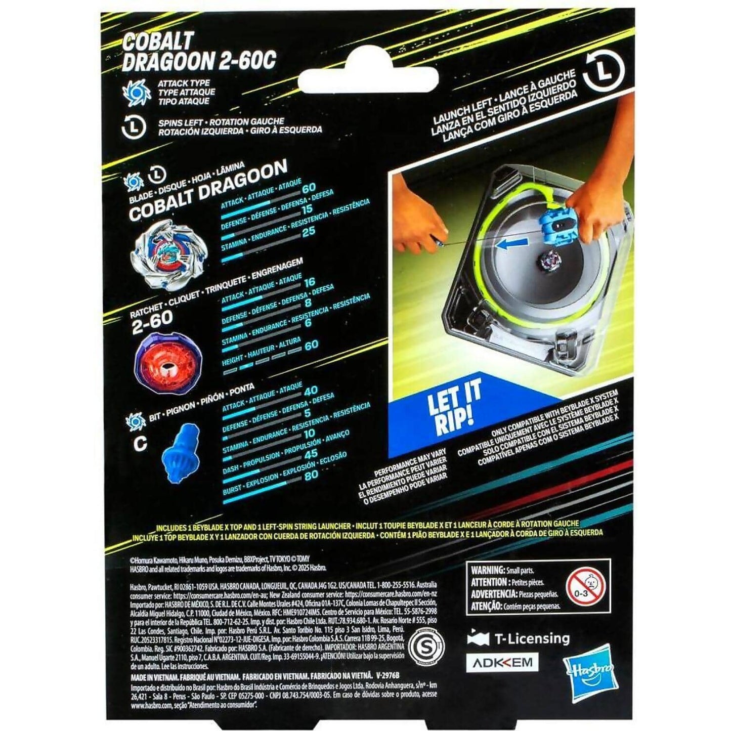 Beyblade X - Cobalt Dragoon 2-60C Deluxe Left-spin String Launcher Set