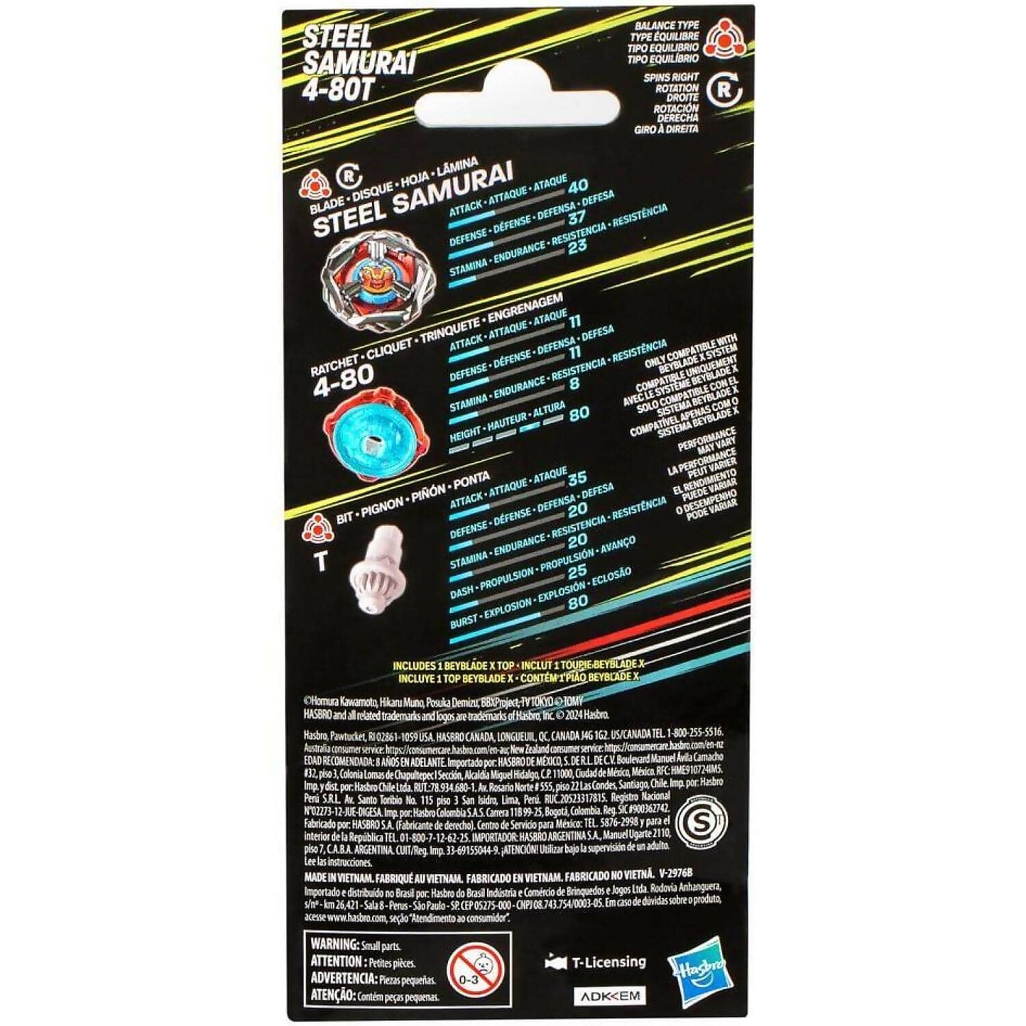 Beyblade X - Steel Samurai 4-80T Booster Pack Set With Balance Type Top