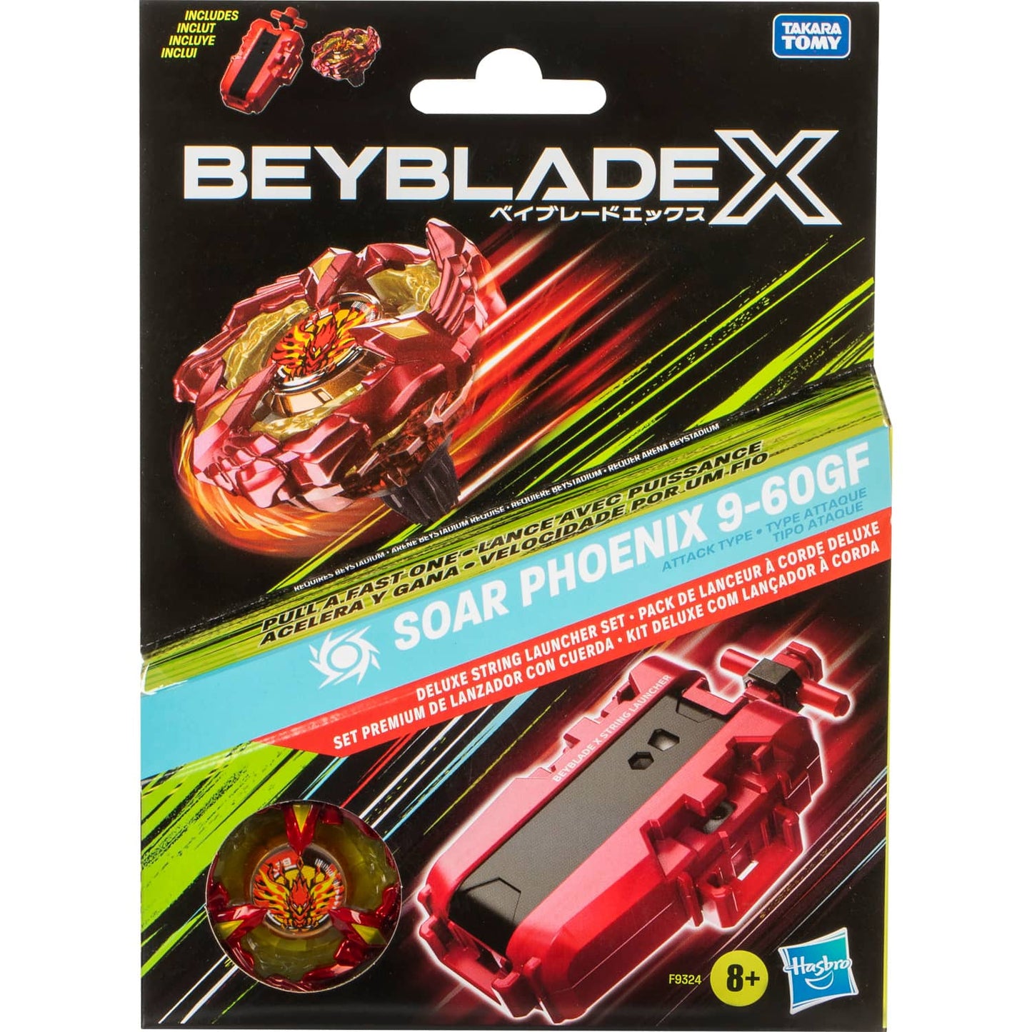 Beyblade X - Soar Phoenix 9-60gf Deluxe String Launcher Set