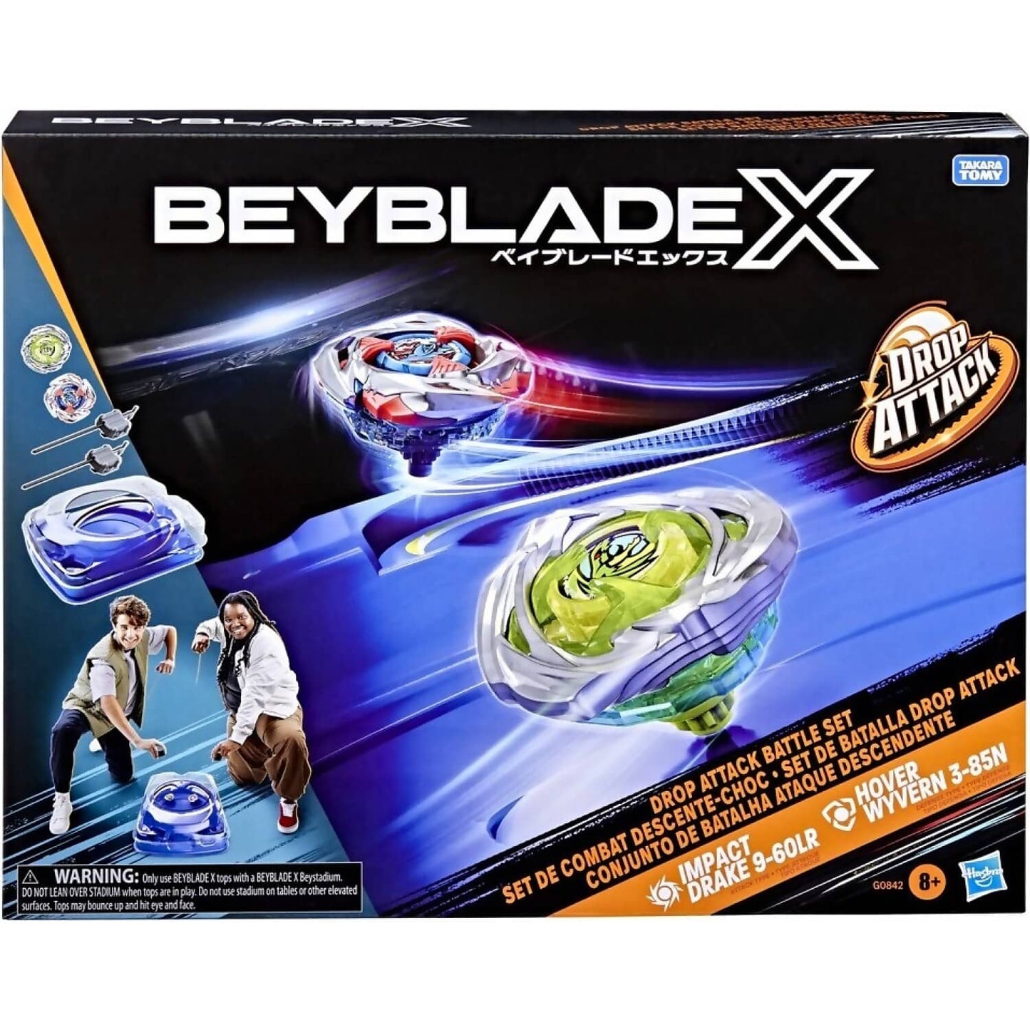 Beyblade X - Drop Attack Battle Set Impact Drake 9-60lr Vs. Wyvern 3-85n Includes Stadium
