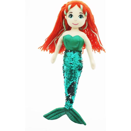 Cotton Candy - Mermaid Rose 45cm Green/Silver Flip Sequined Tail - Plush