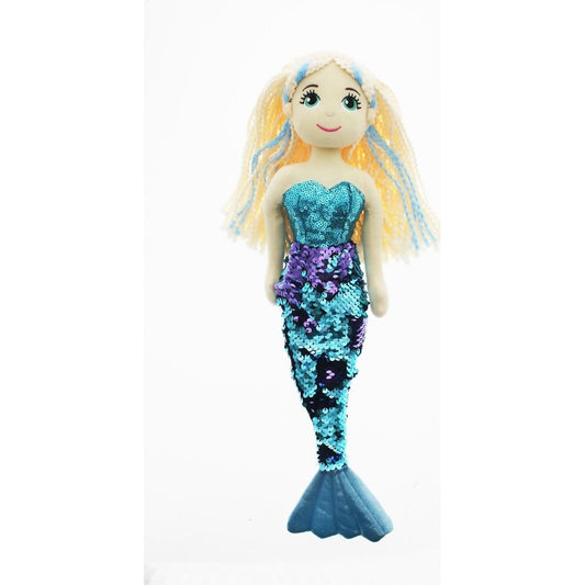 Cotton Candy - Mermaid Lucy 45cm Blue/Purple Flip Sequined Tail - Plush