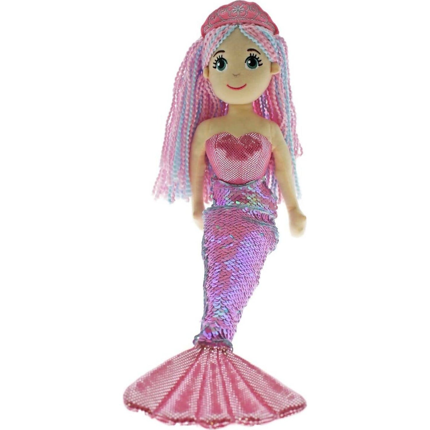 Cotton Candy - Mermaid Candy 45cm Sequined Pink &amp; Blue Flip Sequined Tail - Plush