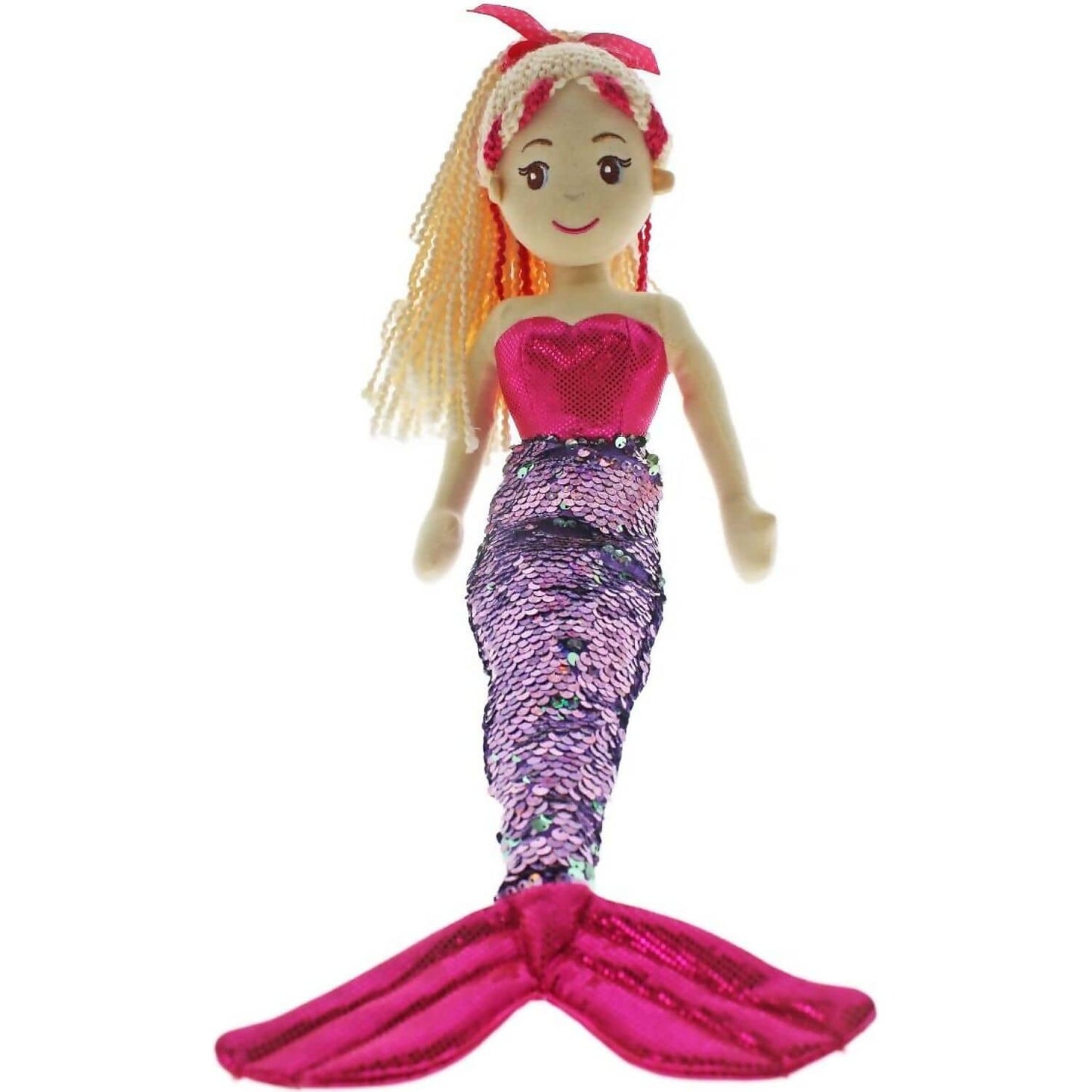 Cotton Candy - Mermaid Moana 45cm Pink Lilac/Silver Flip Sequined Tail - Plush