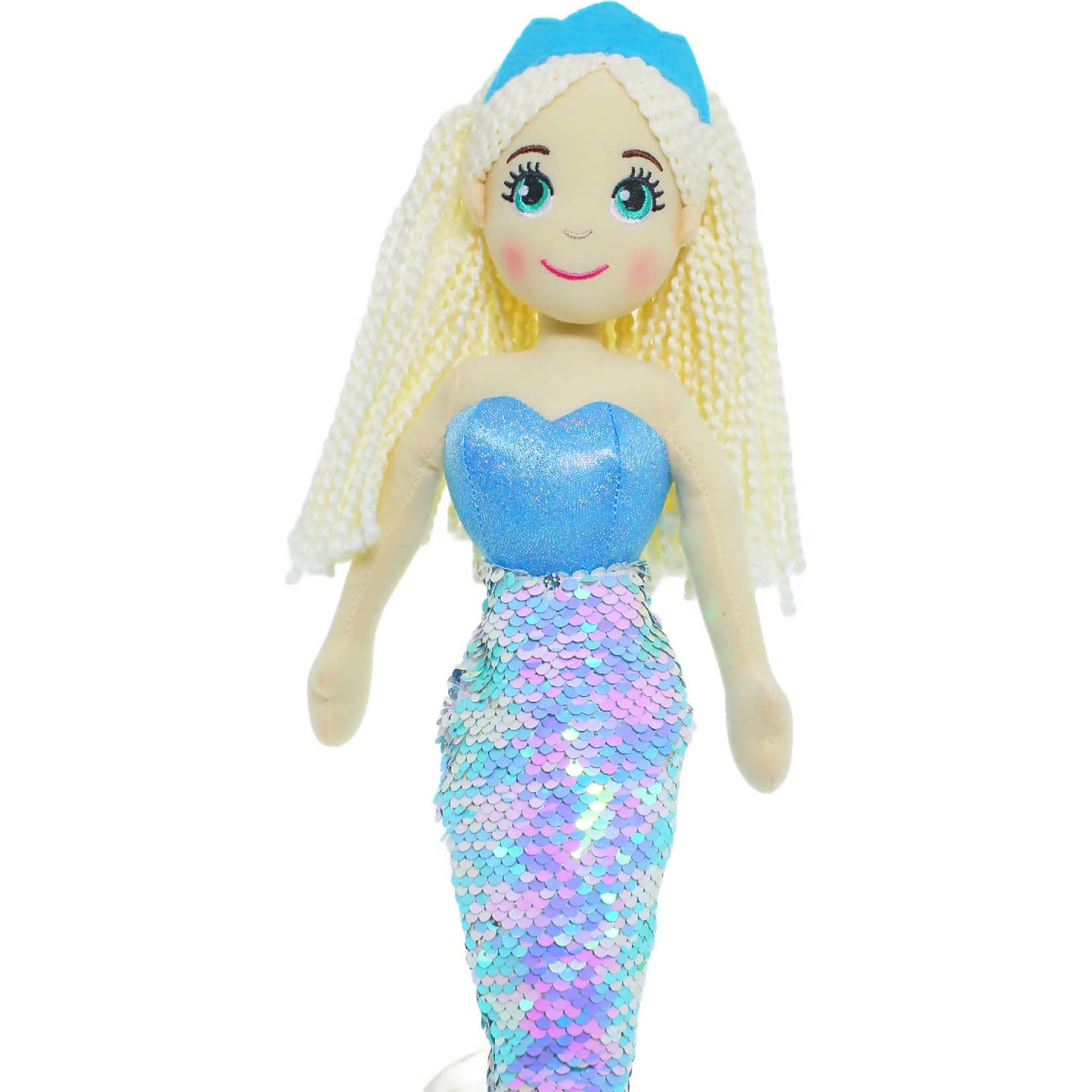Cotton Candy - Mermaid Shelley 45cm Iridescent Blue/Silver Flip Sequined Tail - Plush
