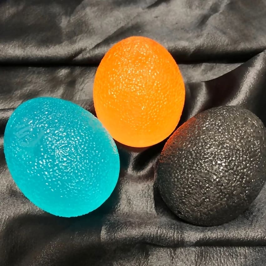 Kaiko - Set of 3 Different Strength Hand Exerciser Stress Eggs - Teal Orange Black Fidget Toy