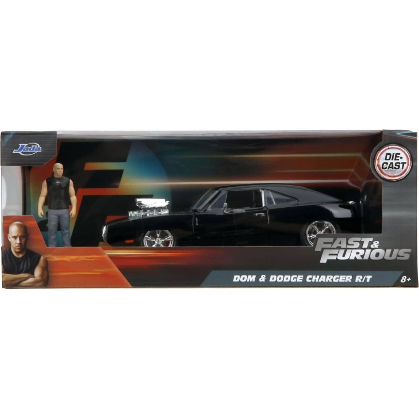 Jada Toys - Hollywood Rides 1970 Dodge Charger With Dom Toretto 1:24 Scale Diecast Vehicle & Dom Figure Set