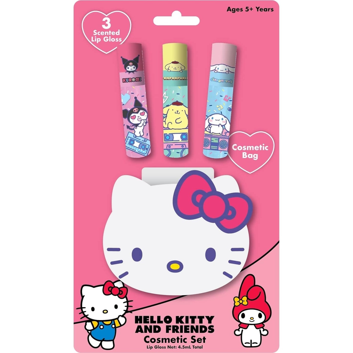 Hello Kitty & Friends - Scented Lip Gloss 3pk with Cosmetic Bag