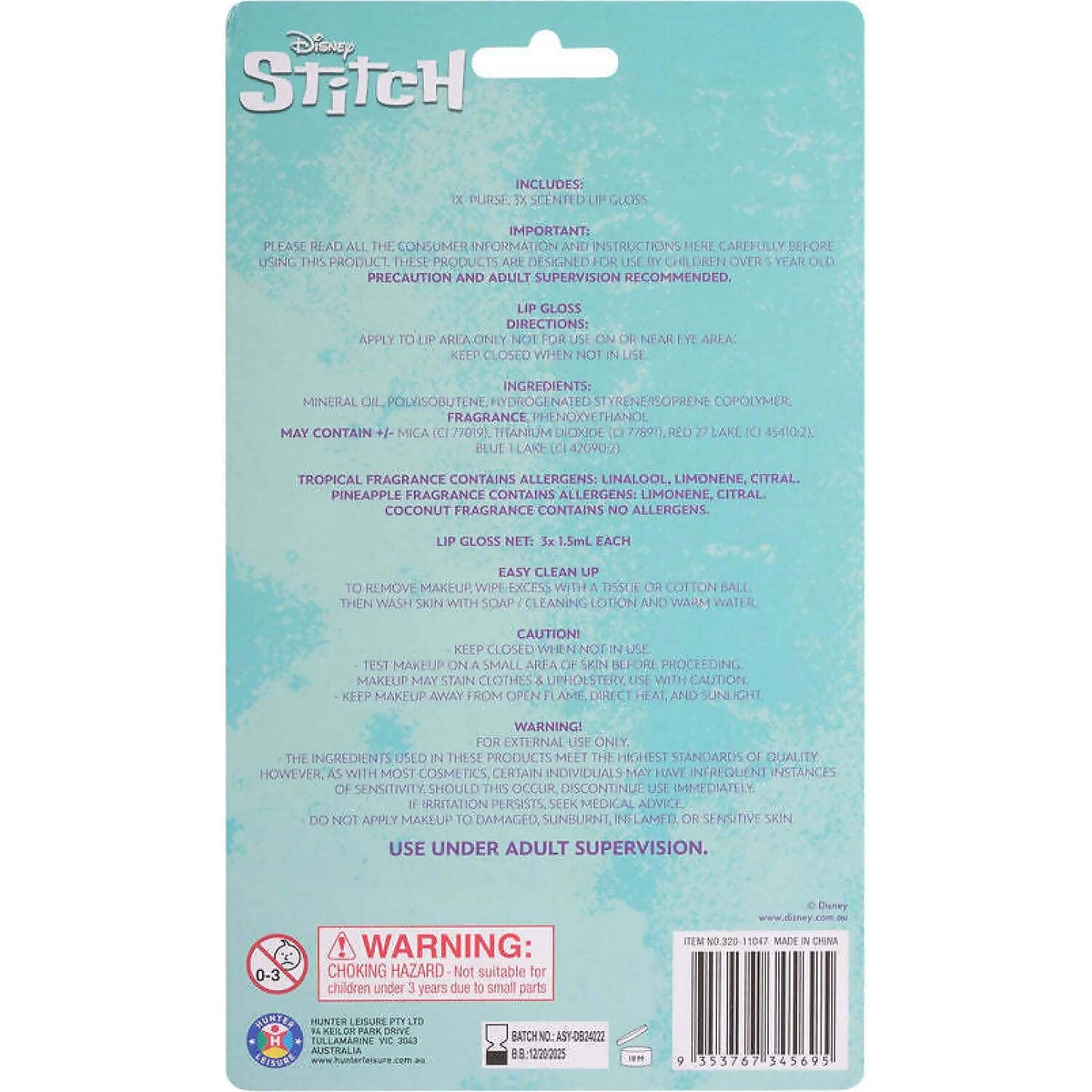 Disney Stitch - 3pk Lip Gloss & Purse Set