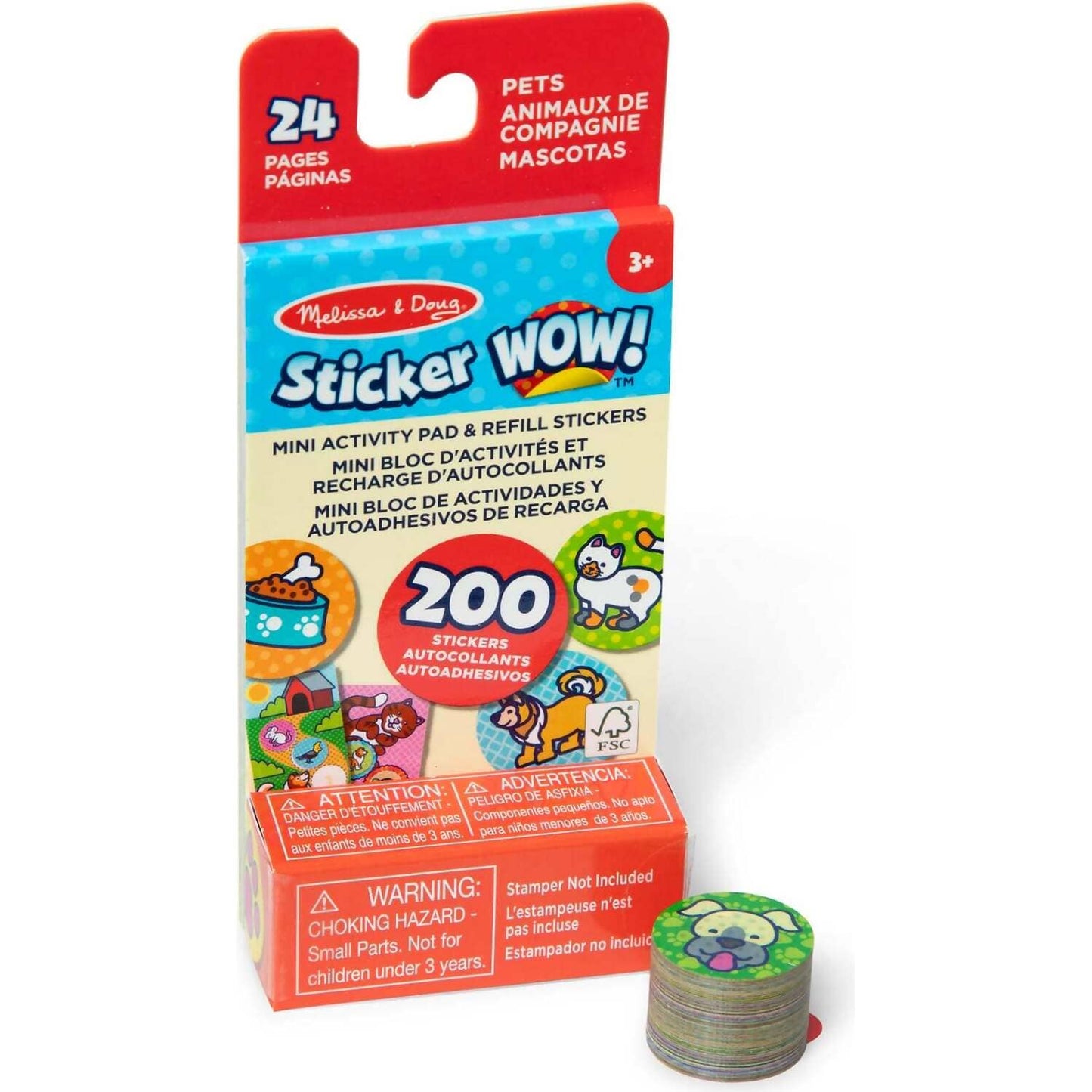 Melissa &amp; Doug - Sticker WOW! Mini Activity Pad &amp; Refill Stickers - Pets (200+ Stickers Stamper Not Included)