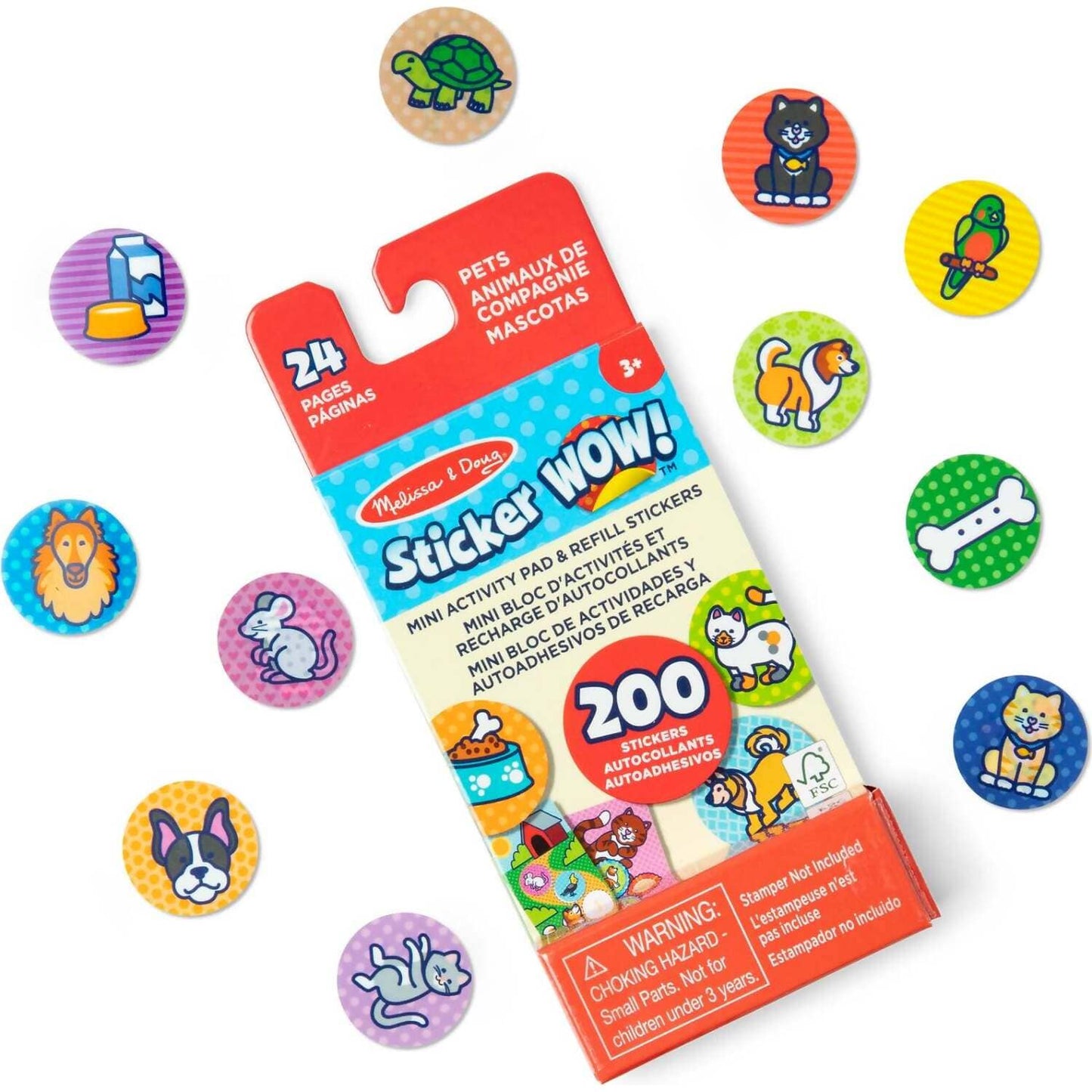 Melissa &amp; Doug - Sticker WOW! Mini Activity Pad &amp; Refill Stickers - Pets (200+ Stickers Stamper Not Included)