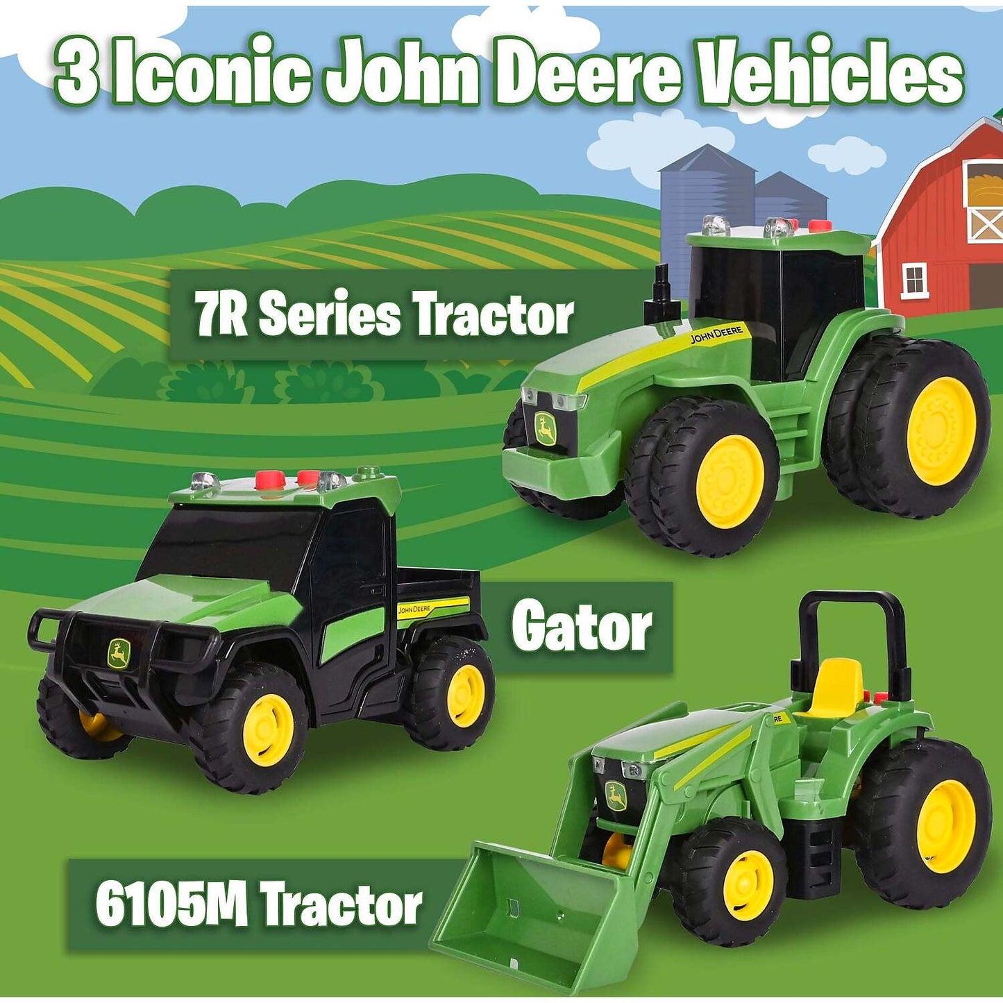 John Deere -  Kids - Mini Farm Vehicles 3pk with Lights & Sounds!