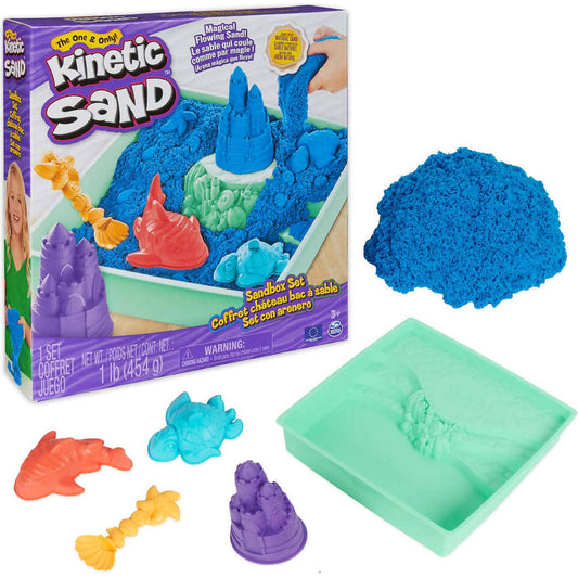 Kinetic Sand - Sandbox Set Moldable Sand 454gm Blue - Spin Master