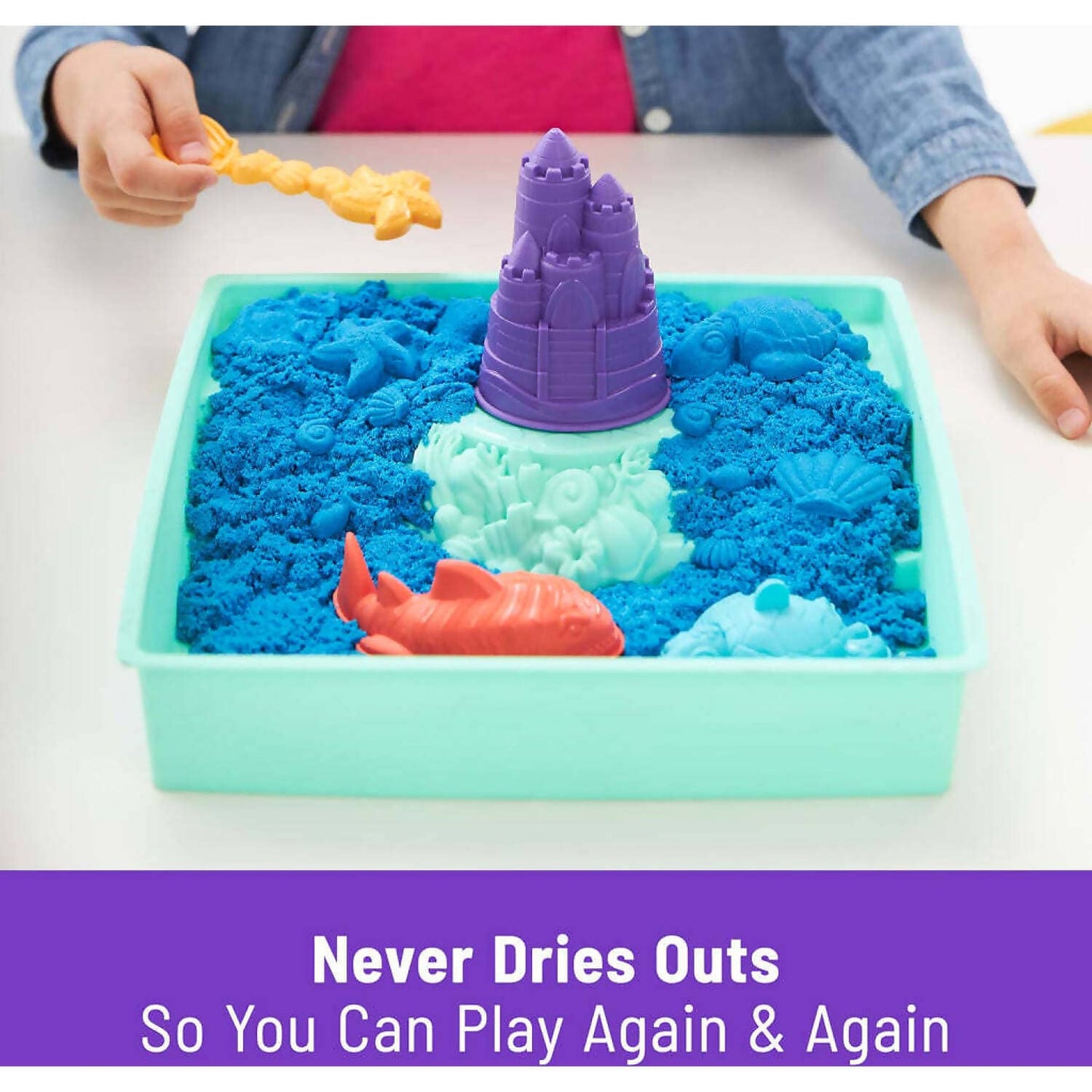 Kinetic Sand - Sandbox Set Moldable Sand 454gm Blue - Spin Master