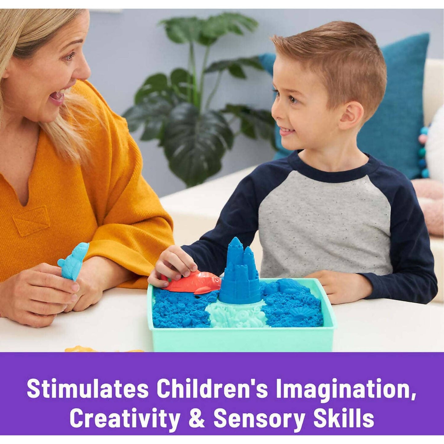 Kinetic Sand - Sandbox Set Moldable Sand 454gm Blue - Spin Master