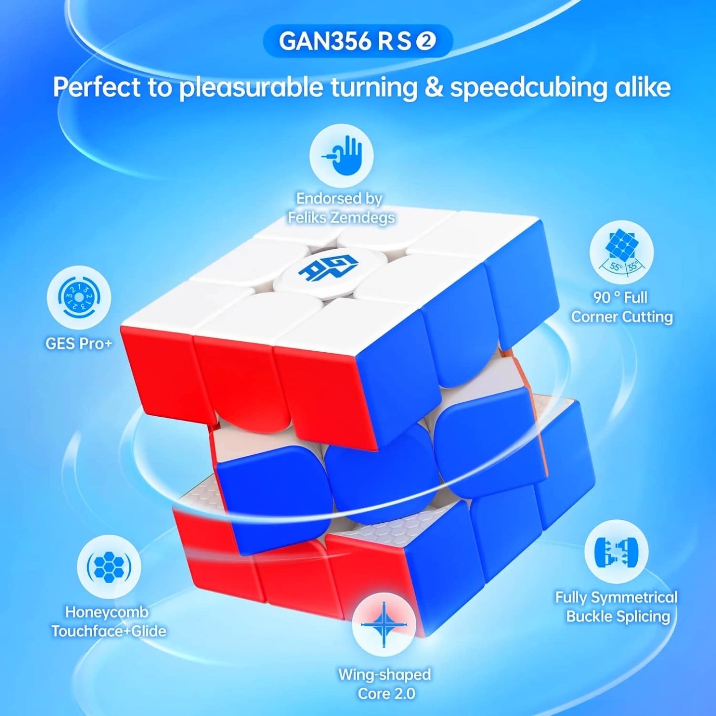 GAN - GAN356 R S 2 Professional Speed Cube 3x3 Puzzle