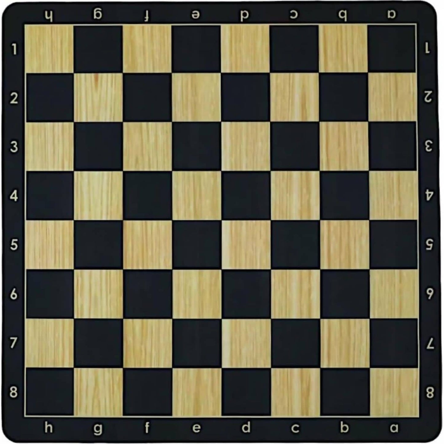 Lets Play Games - Classics Club Chess Set 20-inch - Portable Rubber Roll Up Black Woodgrain Look