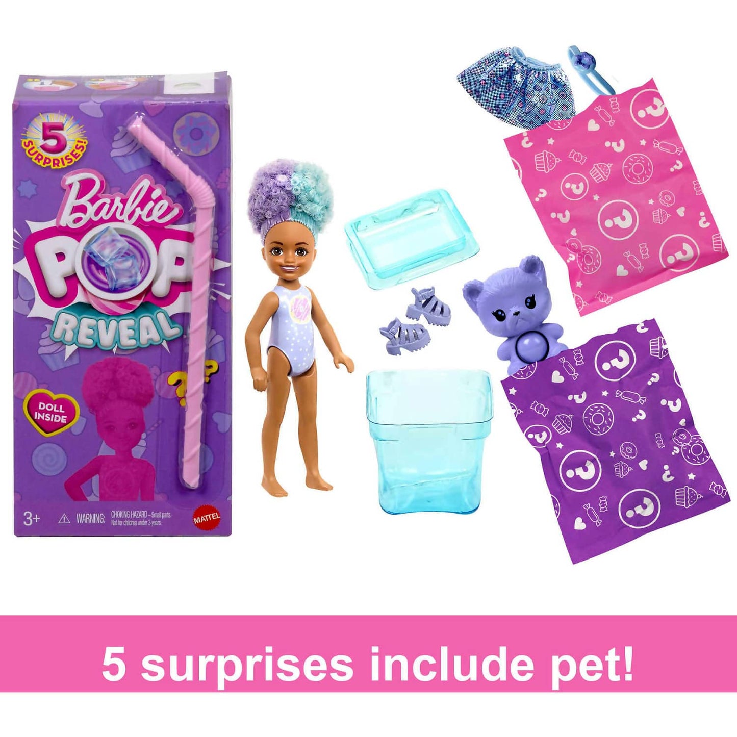 Barbie - Chelsea Pop Reveal Treat Series Doll With 5 Surprises Including Scent & Pet Blind Box - Mattel