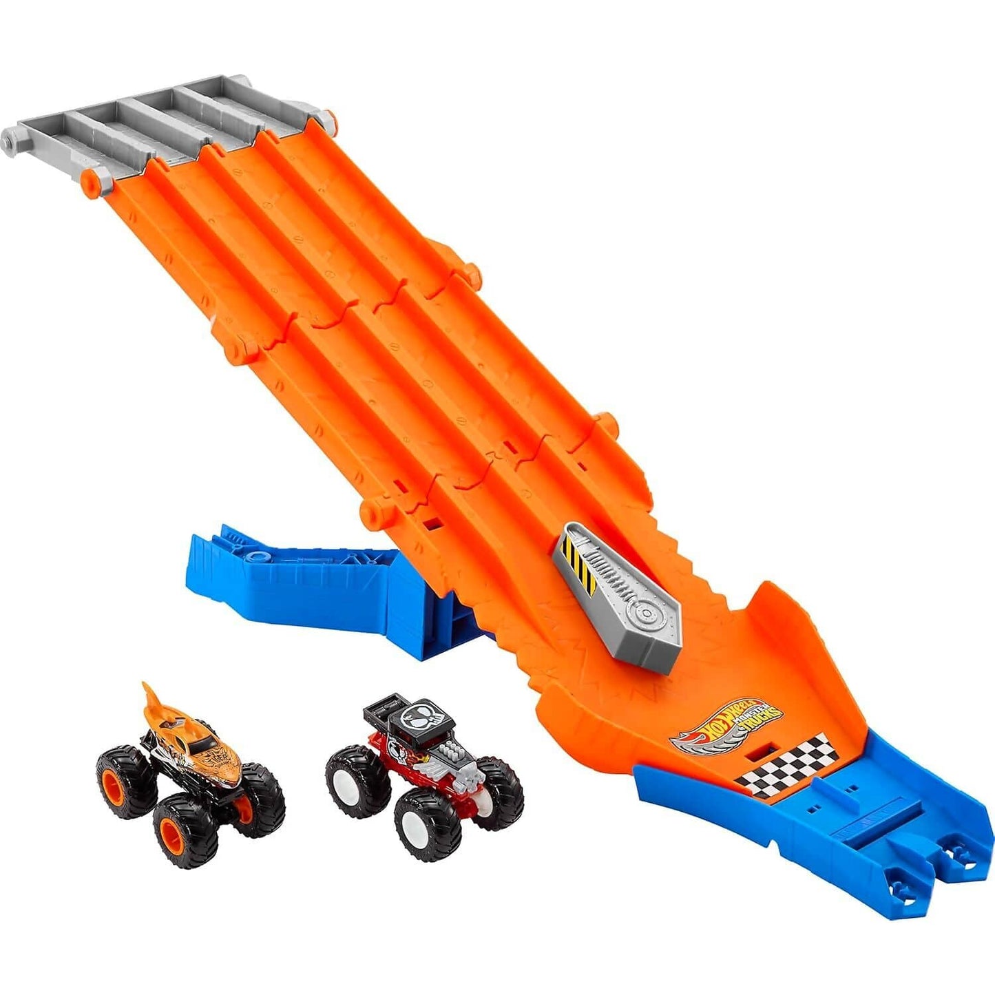 Hot Wheels - Monster Trucks Sharks Vs. Dinos Track Set with 1:64 Scale Mega-Wrex &amp; Tiger Shark - Mattel