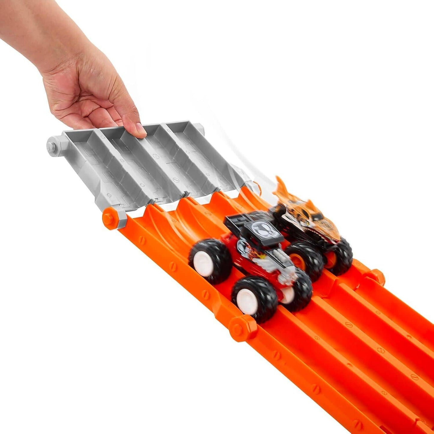 Hot Wheels - Monster Trucks Sharks Vs. Dinos Track Set with 1:64 Scale Mega-Wrex &amp; Tiger Shark - Mattel