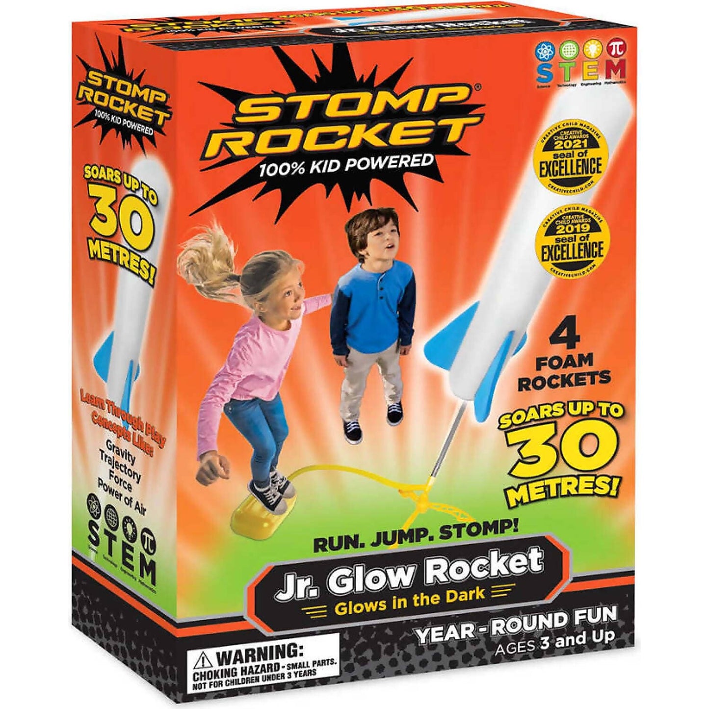 Stomp Rocket - Jr Glow Rocket - 4 Foam Glow in the Dark Rockets