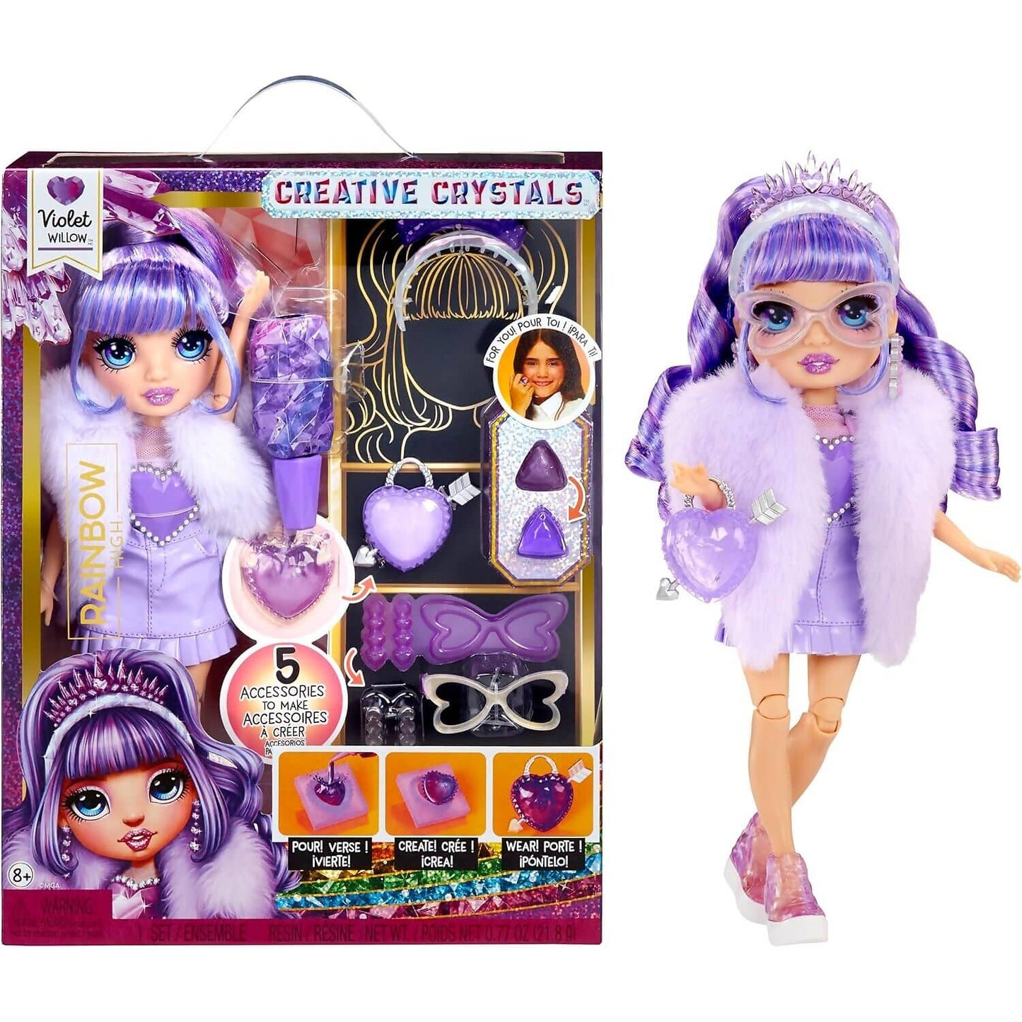 Rainbow High - Creative Crystals Violet Willow 28cm Fashion Doll &amp; Accessories DIY