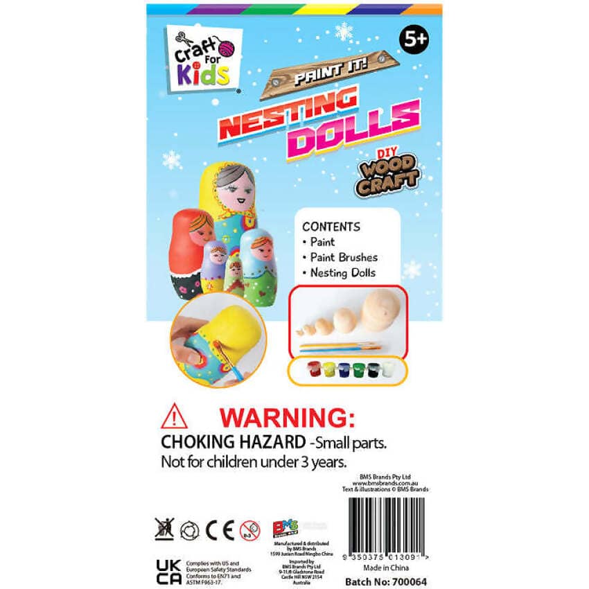 BMS - Craft For Kids Paint Your Own Wooden Nesting Dolls