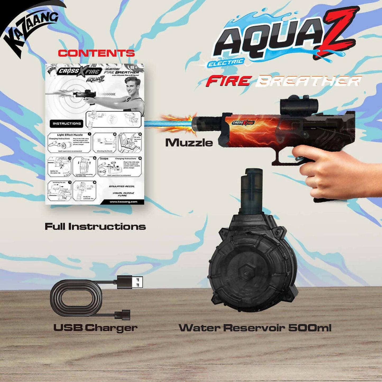Kazaang - CrossXFire AquaZ - Fire Breather Electric Water Gun