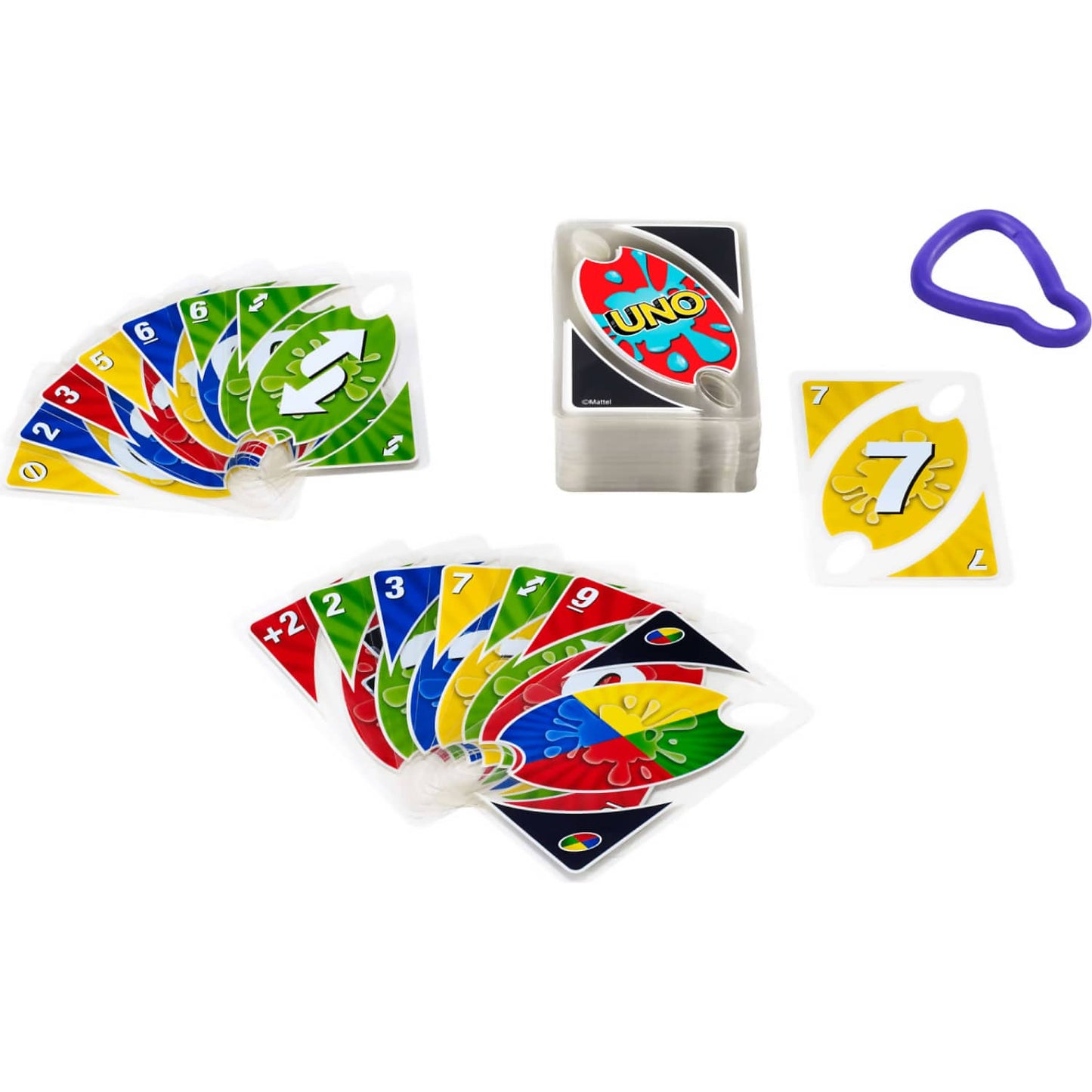 UNO - Splash Card Game With Waterproof Cards And Portable Clip For Travel