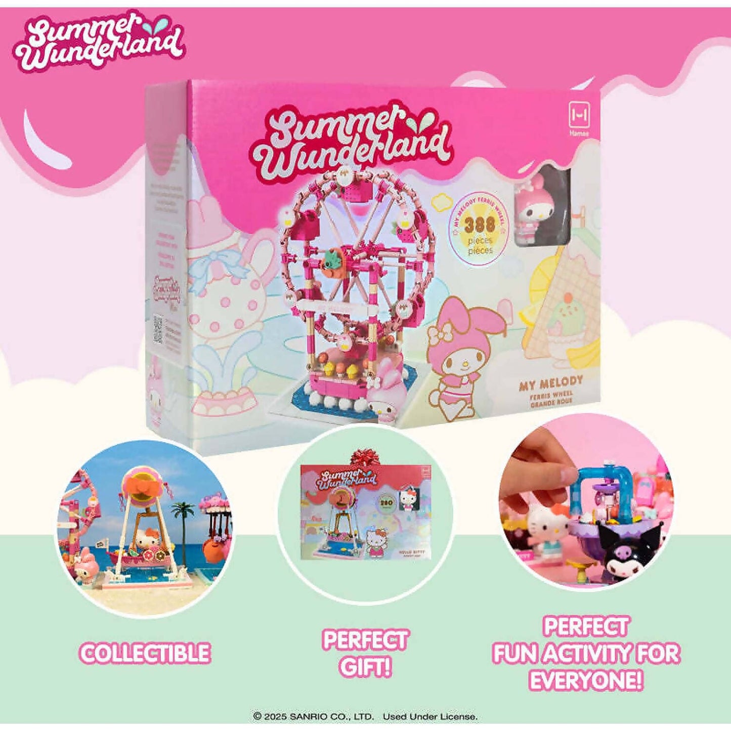 Hello Kitty and Friends - YuMe Blocks Summer Wunderland - My Melody Ferris Wheel 388 Pieces