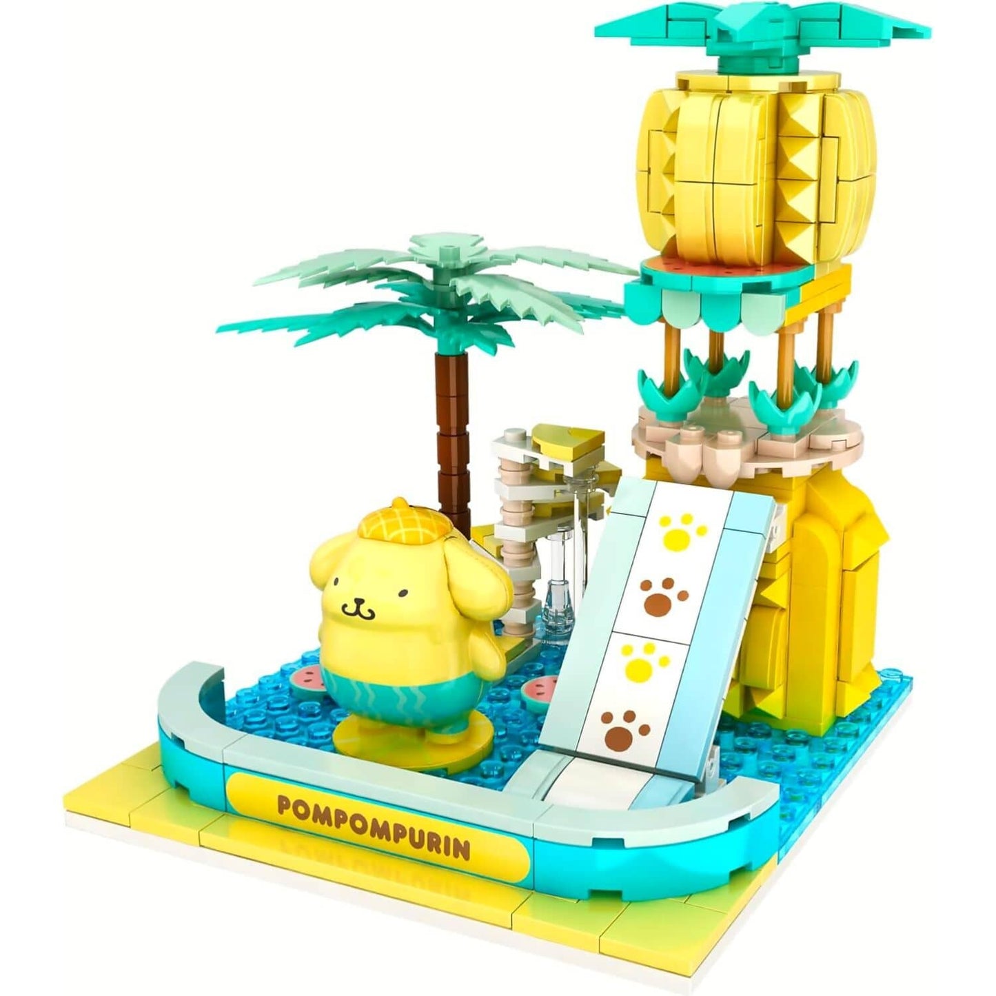 Hello Kitty and Friends - YuMe Blocks Summer Wunderland - Pompompurin Water Slide 336 Pieces