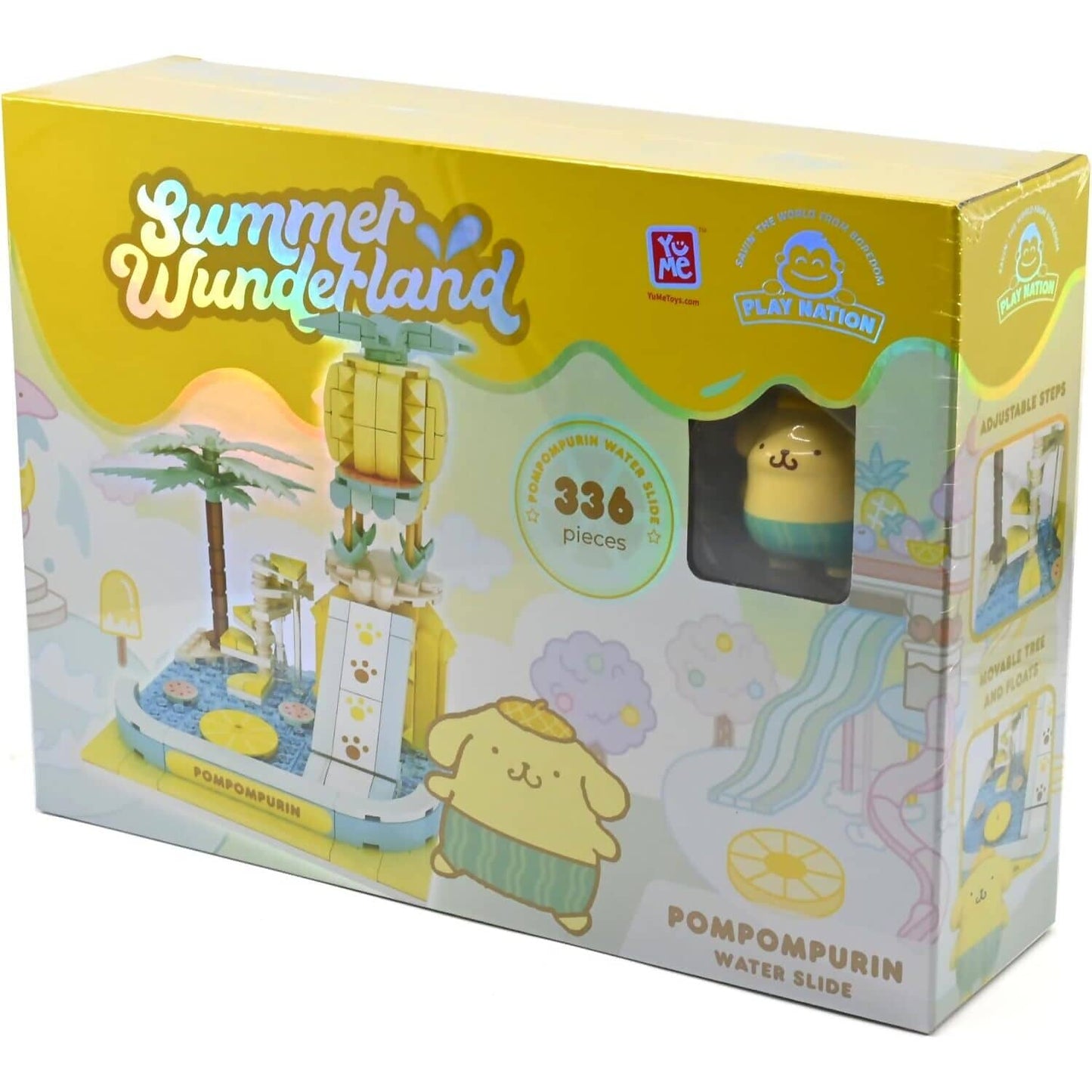 Hello Kitty and Friends - YuMe Blocks Summer Wunderland - Pompompurin Water Slide 336 Pieces