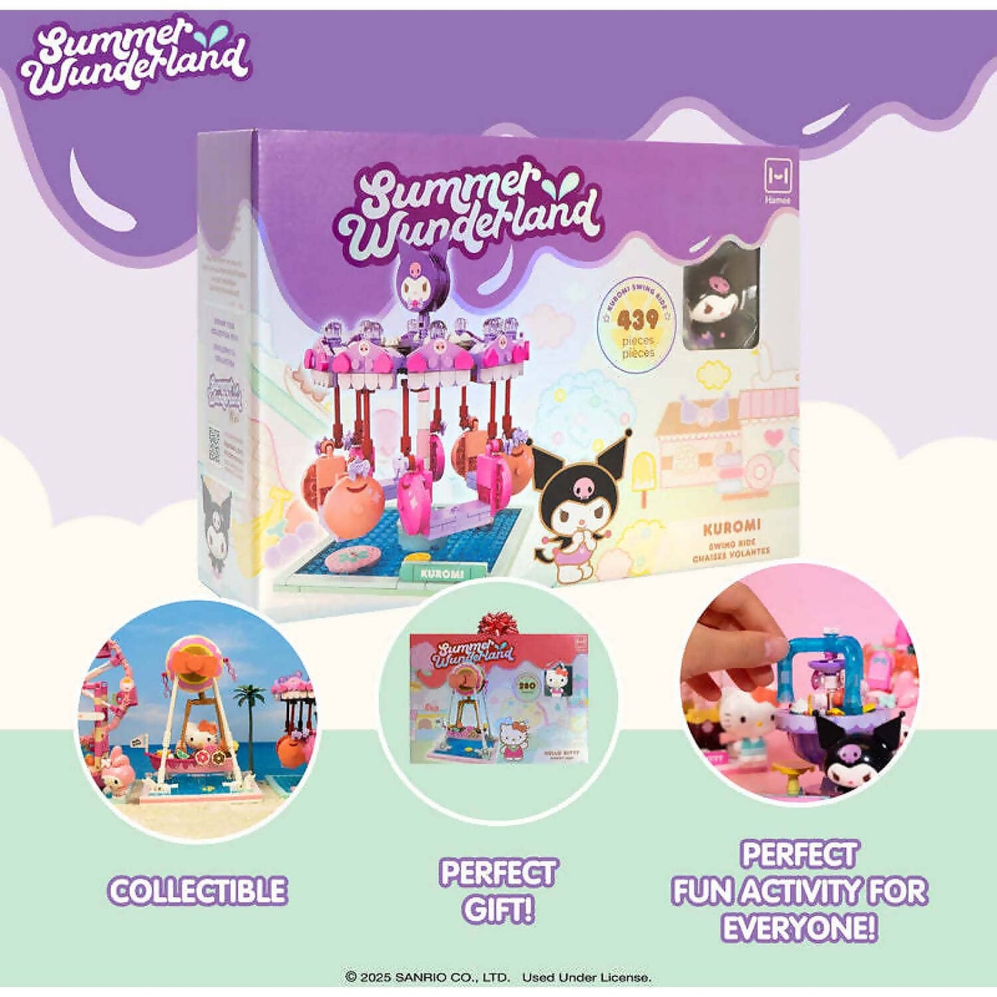 Hello Kitty and Friends - YuMe Blocks Summer Wunderland - Kuromi Swing Ride 439 Pieces