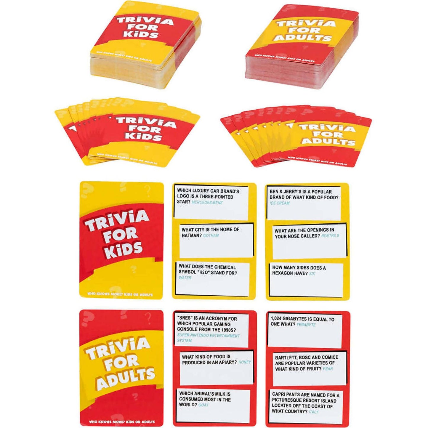 Moose Games - Who Knows More? Kids or Adults Trivia Card Game