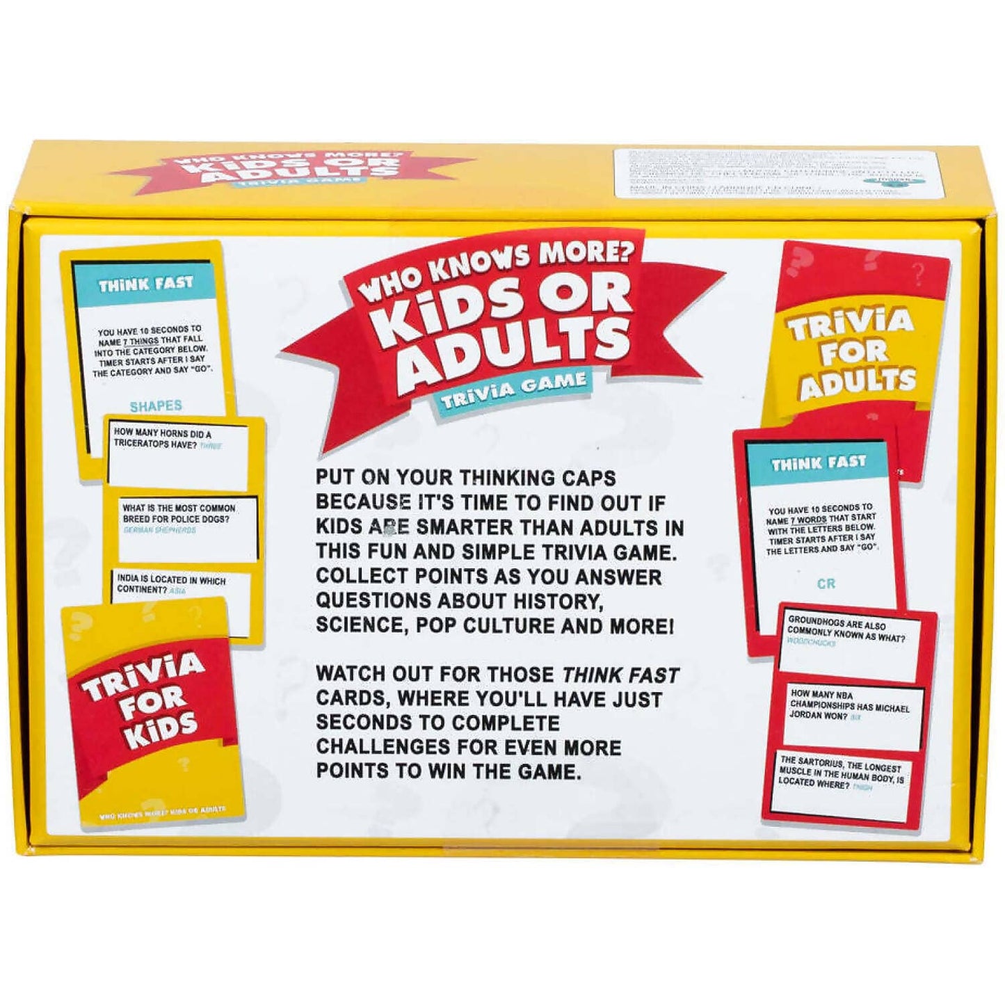 Moose Games - Who Knows More? Kids or Adults Trivia Card Game