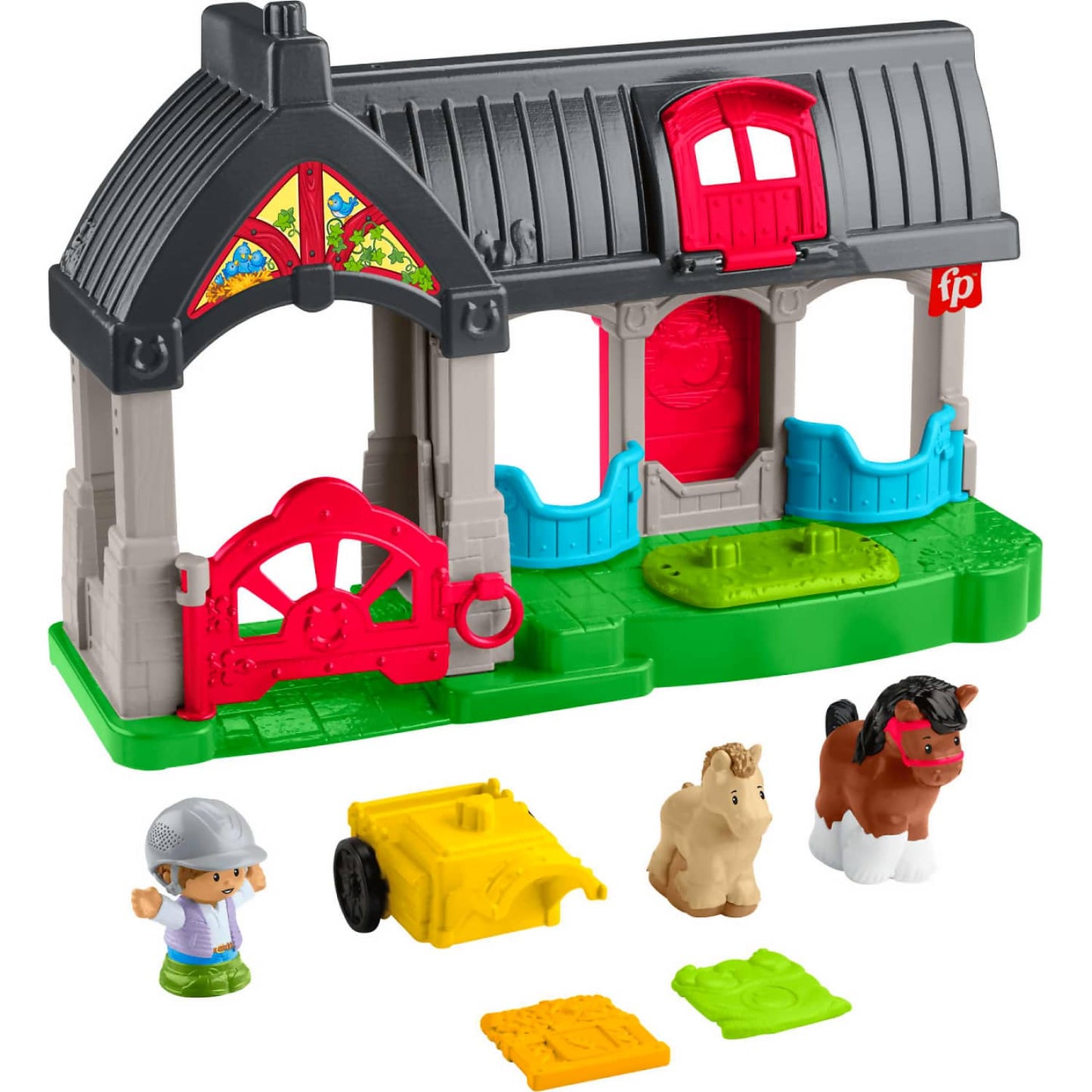 Fisher-Price - Little People Friendly Horses Stable Toddler Playset with Sounds - Mattel
