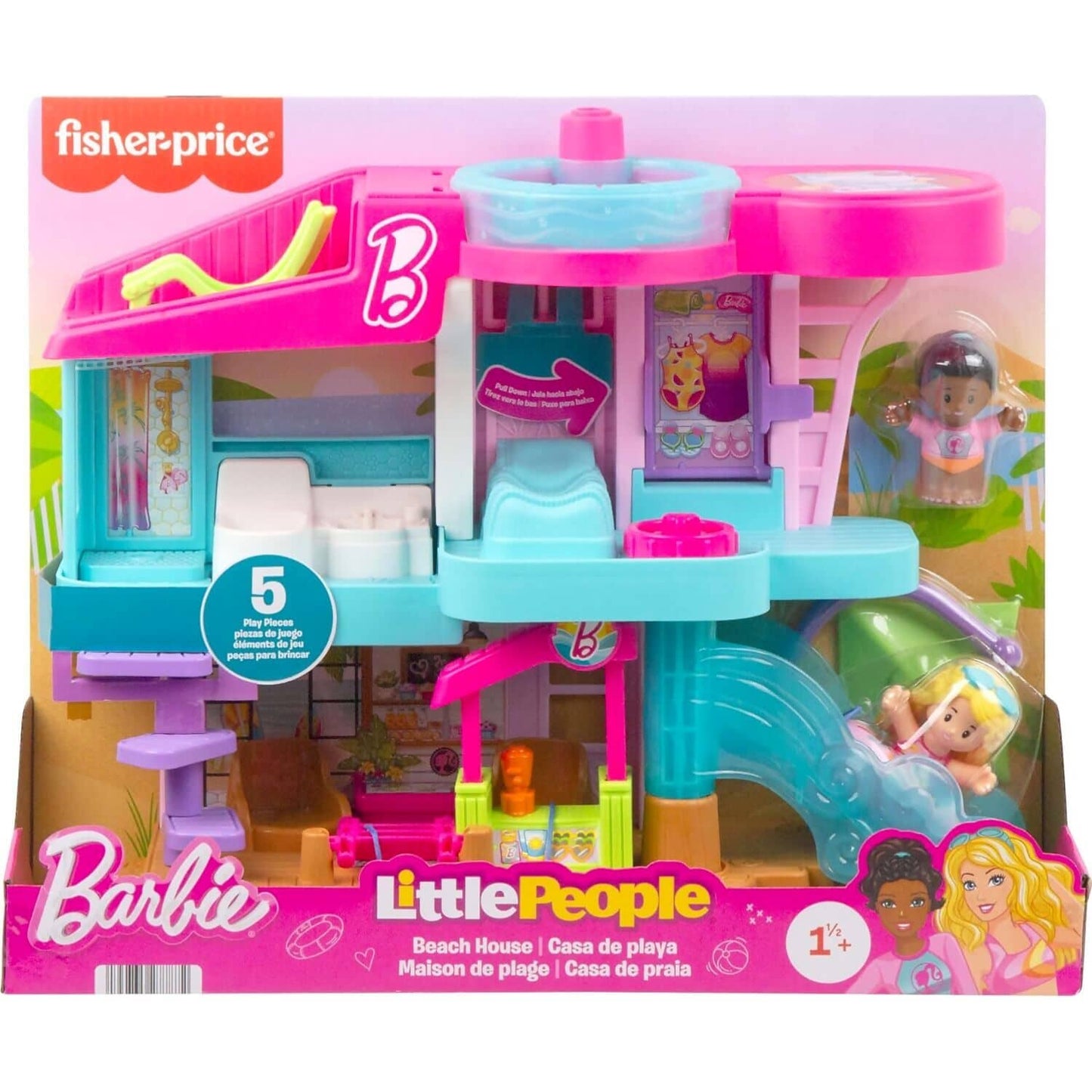 Fisher-Price - Little People Toddler Toy Barbie Beach House Playset - Mattel