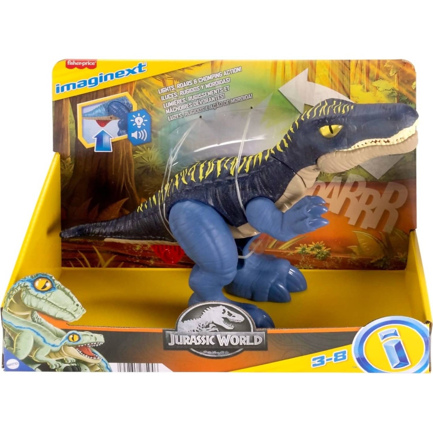 Fisher-Price - Imaginext Jurassic World Growl & Glow Baryonyx Dinosaur Toy With Lights Sounds & Chomping Action - Mattel