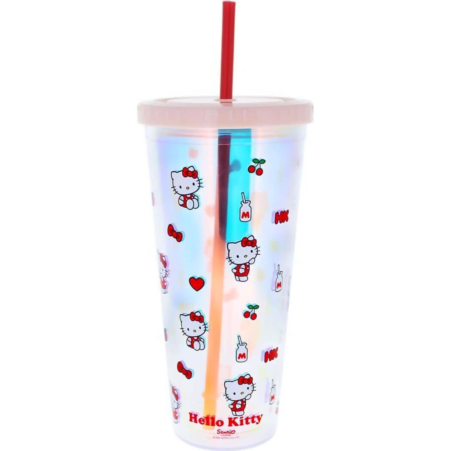 Hello Kitty And Friends - Pretty In Pink 20cm Beaker & Straw - Jasnor