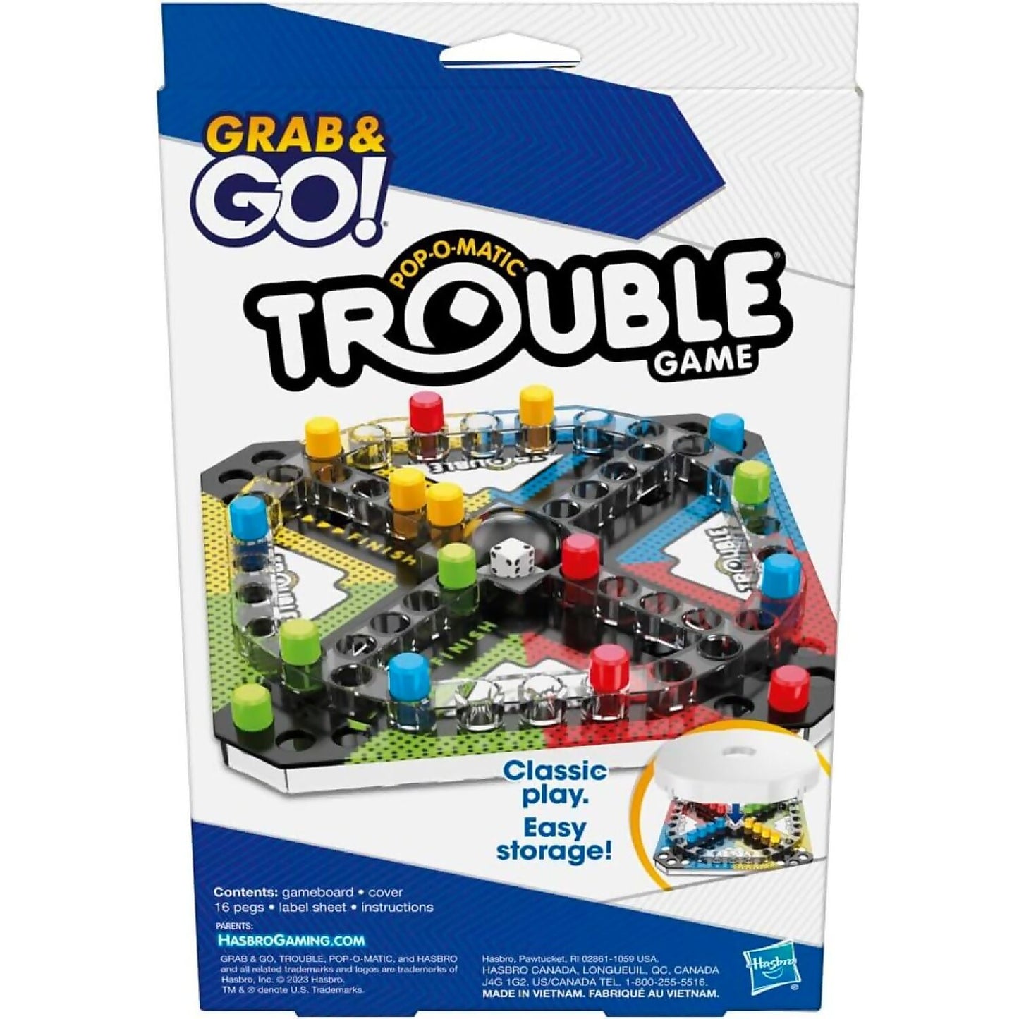 Hasbro Gaming - Trouble Grab & Go! Portable Travel Board Game