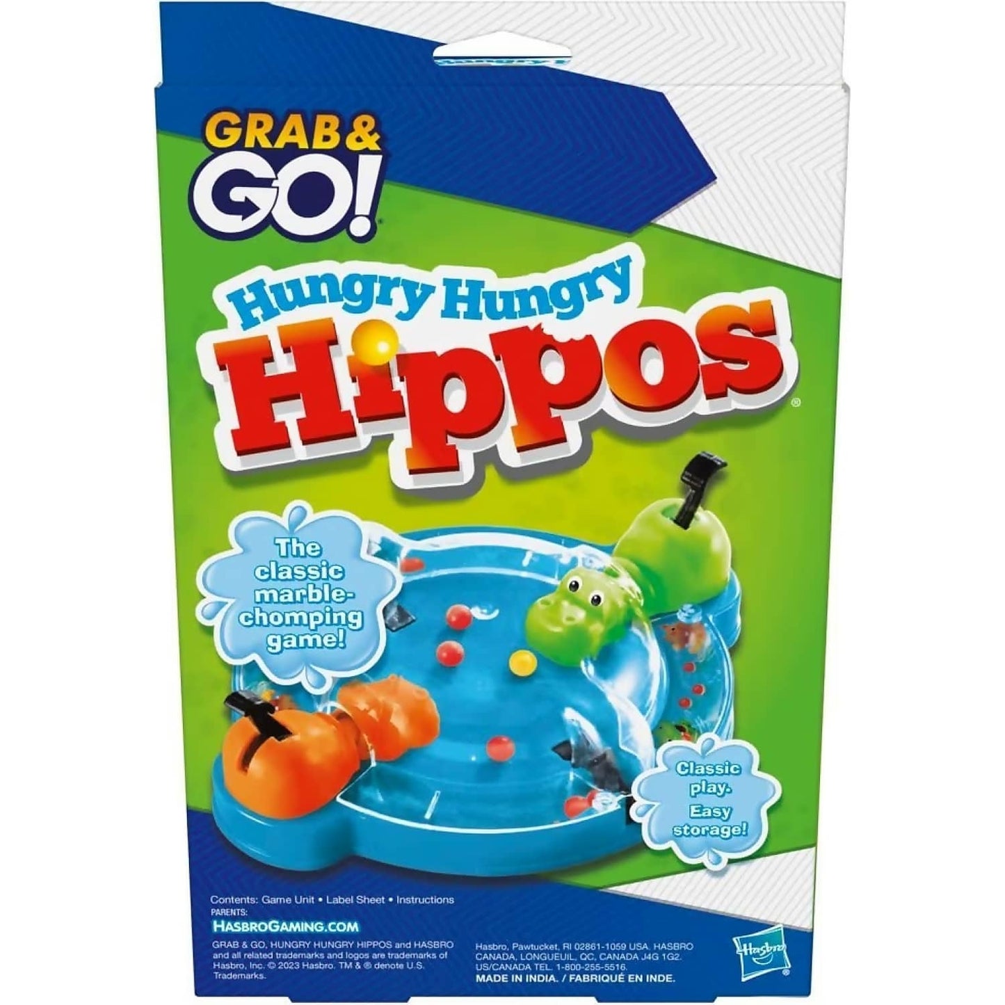 Hasbro Gaming - Hungry Hungry Hippo Grab & Go! Portable Travel Board Game