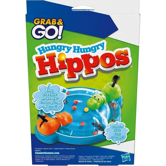 Hasbro Gaming - Hungry Hungry Hippo Grab & Go! Portable Travel Board Game