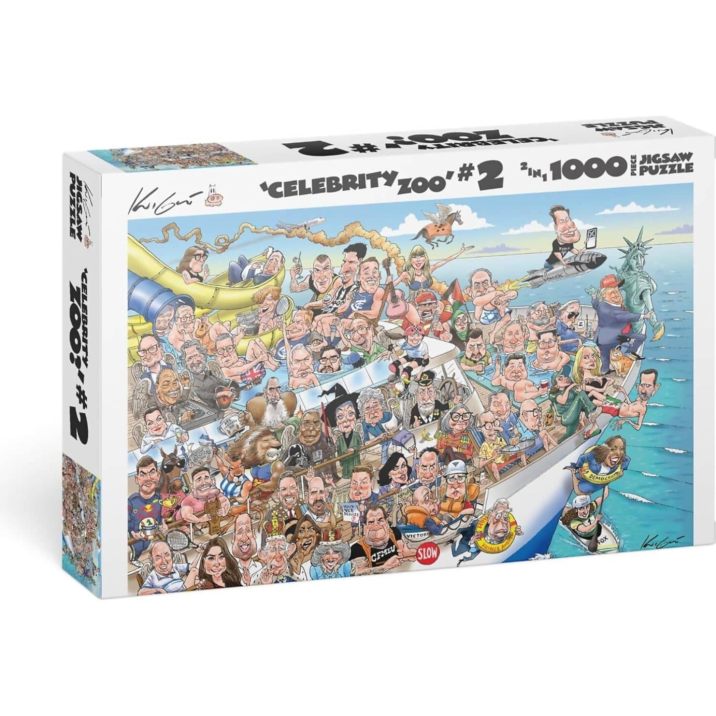 Kick Ass Games - Mark Knight's Celebrity Zoo No.2 1000 Piece 2-in1 Jigsaw Puzzle