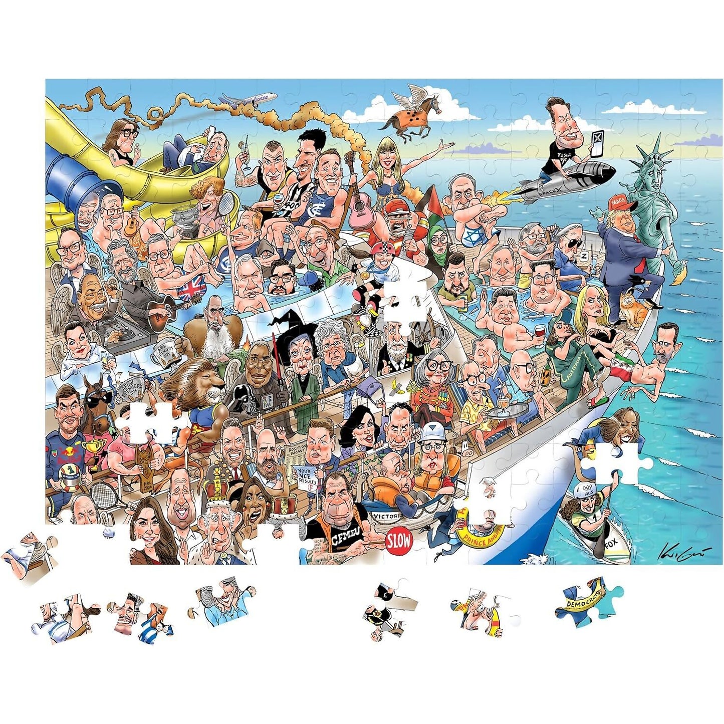 Kick Ass Games - Mark Knight's Celebrity Zoo No.2 1000 Piece 2-in1 Jigsaw Puzzle