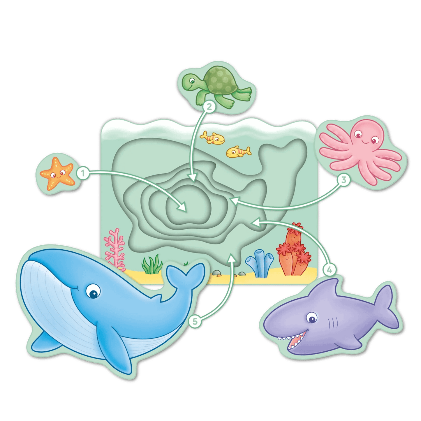 Orchard Toys - Under the Sea Wooden Nesting Puzzle 5 Pieces