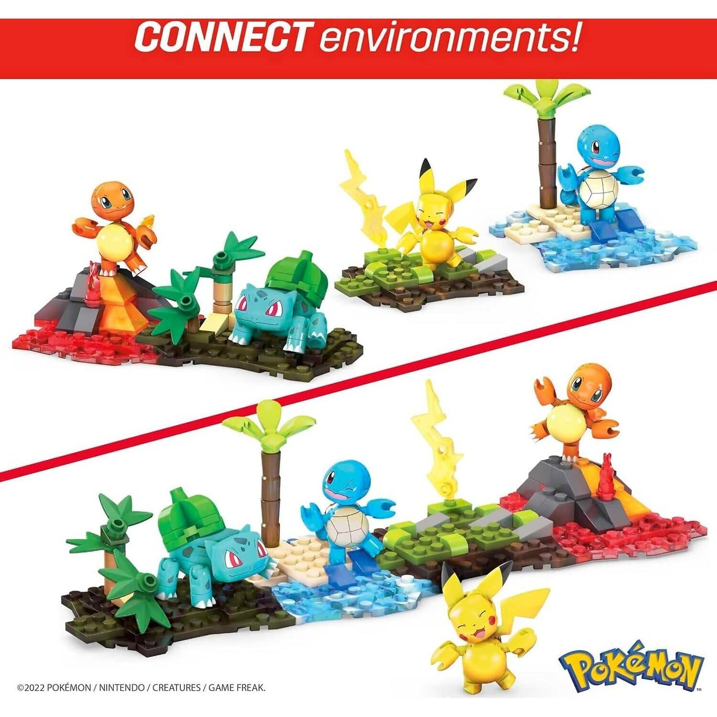 MEGA - Pokemon Building Toy Kit Kanto Region Team With 4 Figures 130 Pieces